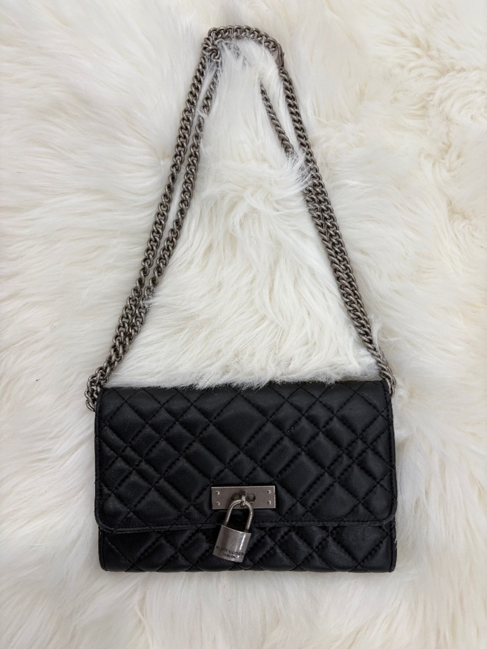 Kurt Geiger - Black leather wallet on a chain/crossbody bag